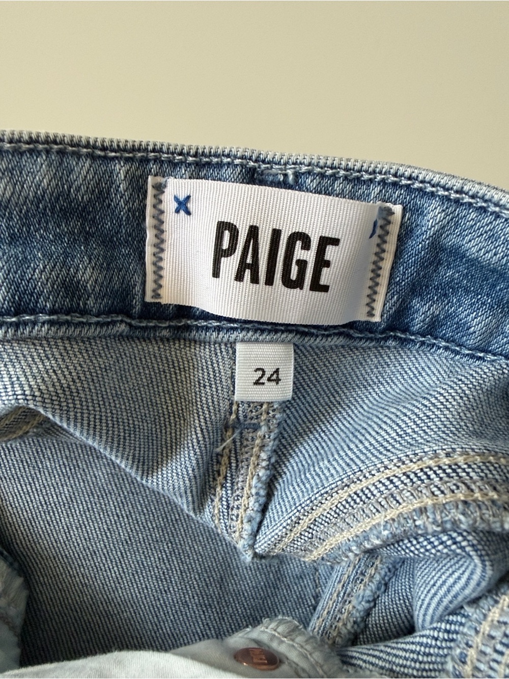 Paige Petites High Rise Laurel Canyon Jeans in Monaco Mist Sz 24 - Picture 15 of 15